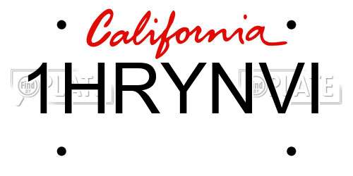 1HRYNVI California License Plate