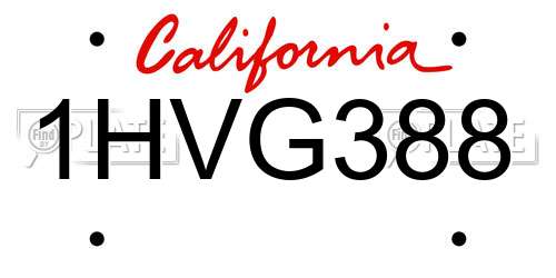 1HVG388 California License Plate