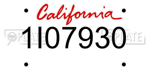 1I07930 California License Plate