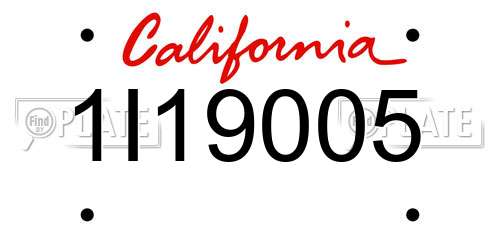 1I19005 California License Plate