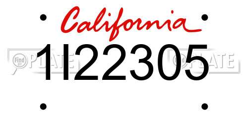 1I22305 California License Plate