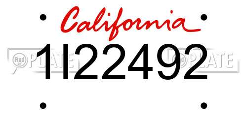 1I22492 California License Plate