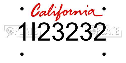 1I23232 California License Plate