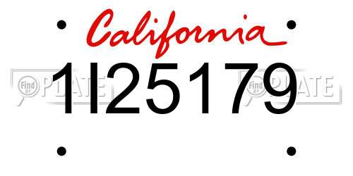 1I25179 California License Plate