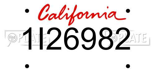1I26982 California License Plate
