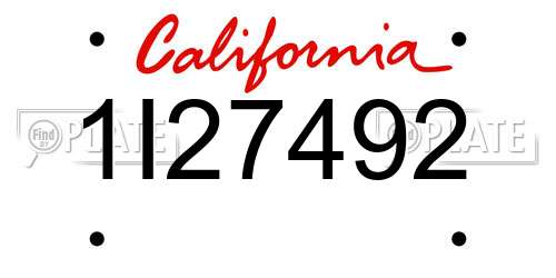 1I27492 California License Plate