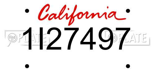 1I27497 California License Plate