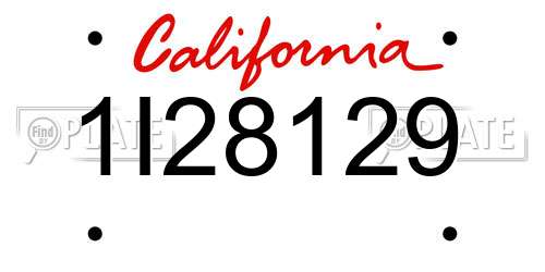 1I28129 California License Plate