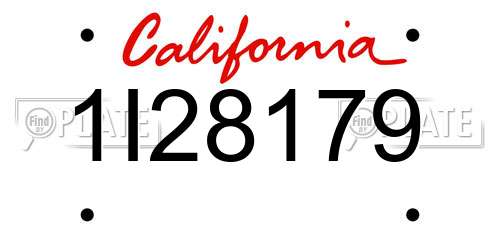 1I28179 California License Plate