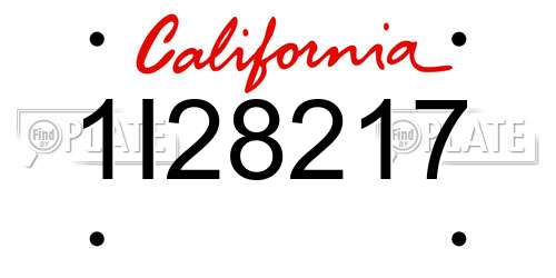 1I28217 California License Plate