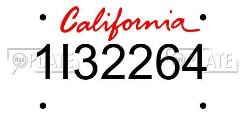 1I32264 California License Plate