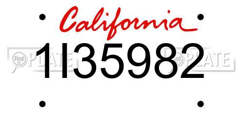 1I35982 California License Plate