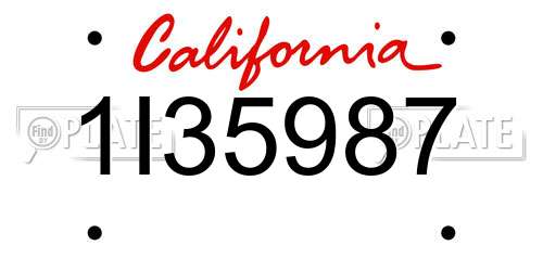 1I35987 California License Plate