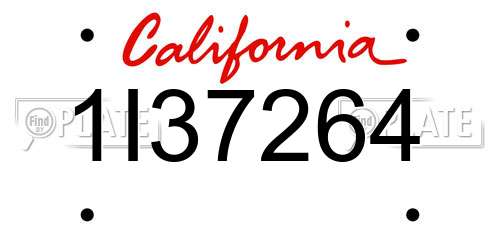 1I37264 California License Plate