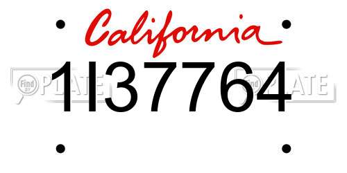 1I37764 California License Plate