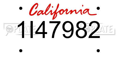1I47982 California License Plate