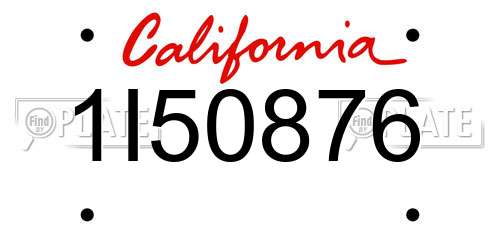 1I50876 California License Plate