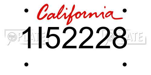 1I52228 California License Plate