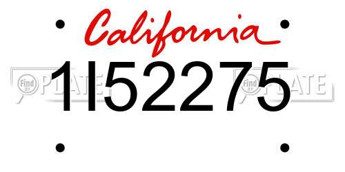 1I52275 California License Plate