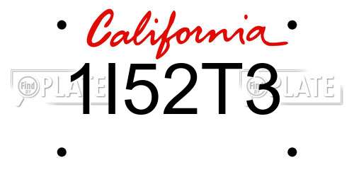 1I52T3 California License Plate
