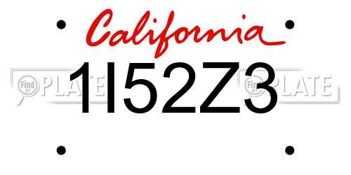 1I52Z3 California License Plate