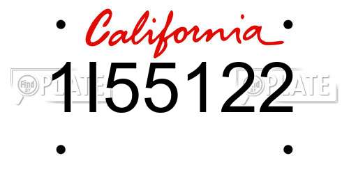 1I55122 California License Plate