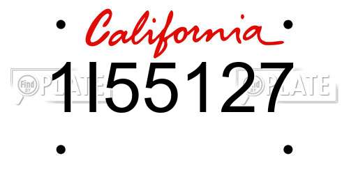 1I55127 California License Plate