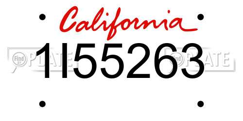 1I55263 California License Plate