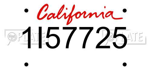 1I57725 California License Plate