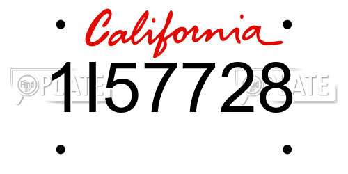 1I57728 California License Plate