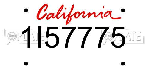 1I57775 California License Plate