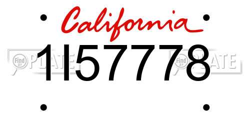 1I57778 California License Plate
