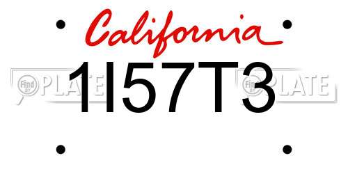 1I57T3 California License Plate