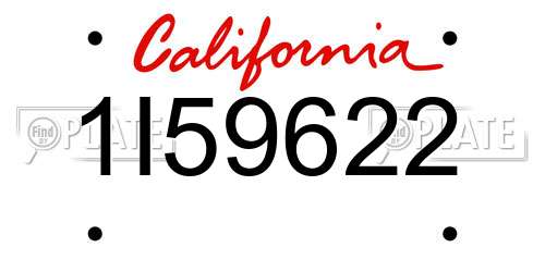 1I59622 California License Plate
