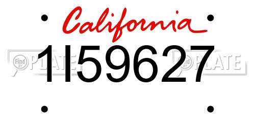 1I59627 California License Plate