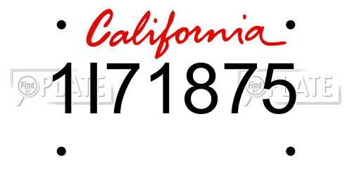 1I71875 California License Plate