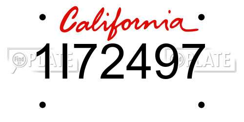 1I72497 California License Plate