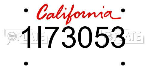 1I73053 California License Plate