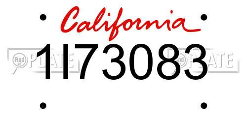 1I73083 California License Plate