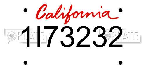1I73232 California License Plate
