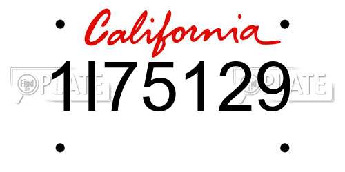 1I75129 California License Plate