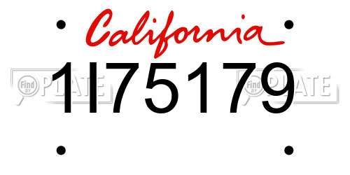 1I75179 California License Plate