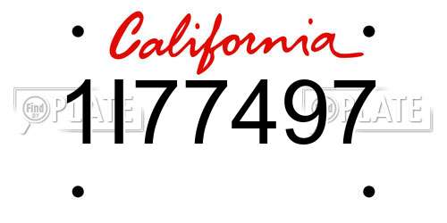 1I77497 California License Plate