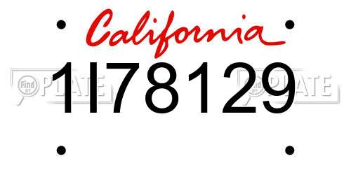 1I78129 California License Plate