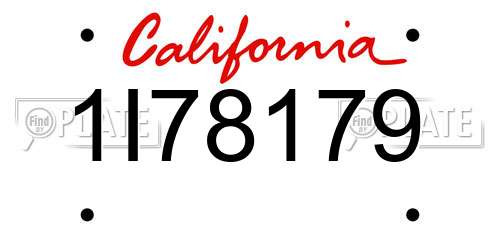 1I78179 California License Plate