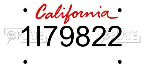 1I79822 California License Plate