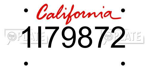 1I79872 California License Plate