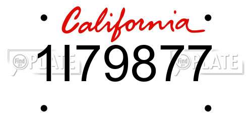 1I79877 California License Plate