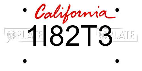 1I82T3 California License Plate