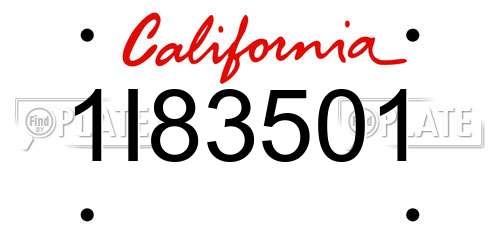 1I83501 California License Plate